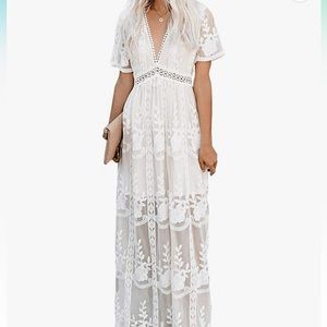 NWOT Boho White Maxi Dress